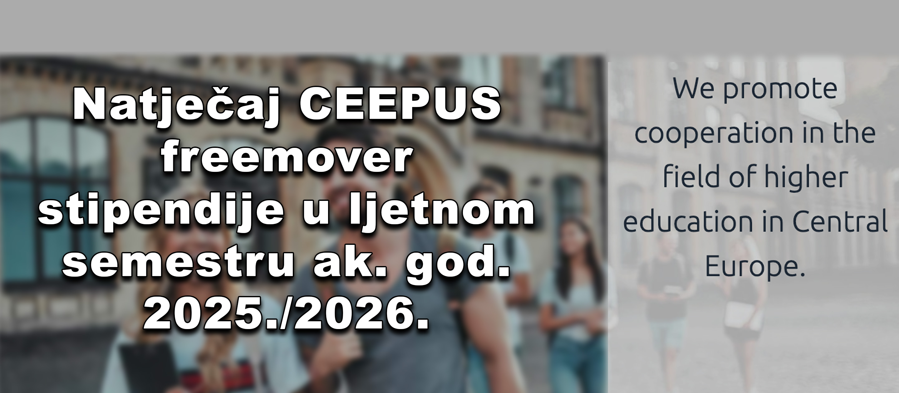 Natječaj CEEPUS freemover stipendije u ljetnom semestru ak. god. 2025./2026.